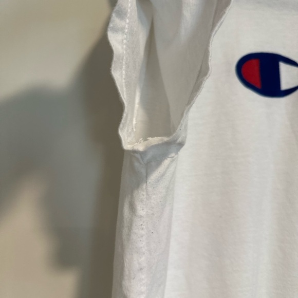 Champion 90s Mens XL White Felt Logo Applique Short Sleeve Casual Grunge. - Picture 10 of 13